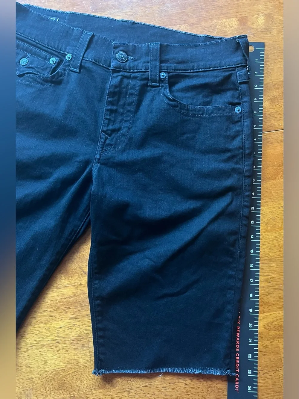 True Religion Ricky Frayed Hem Flap Shorts Size 34